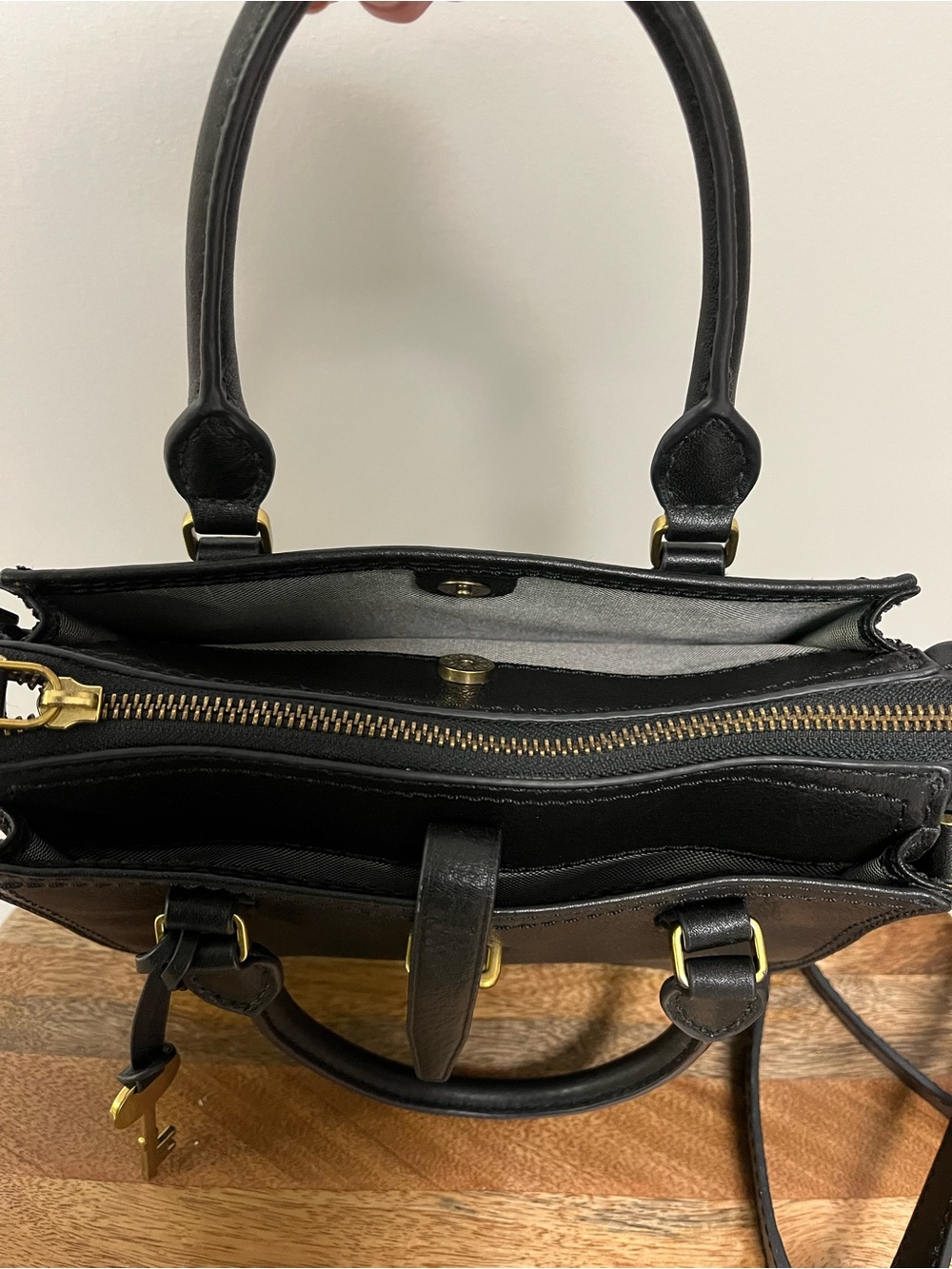 Fossil Ryder Mini Satchel in Black Pebbled Leather - Picture 9 of 14